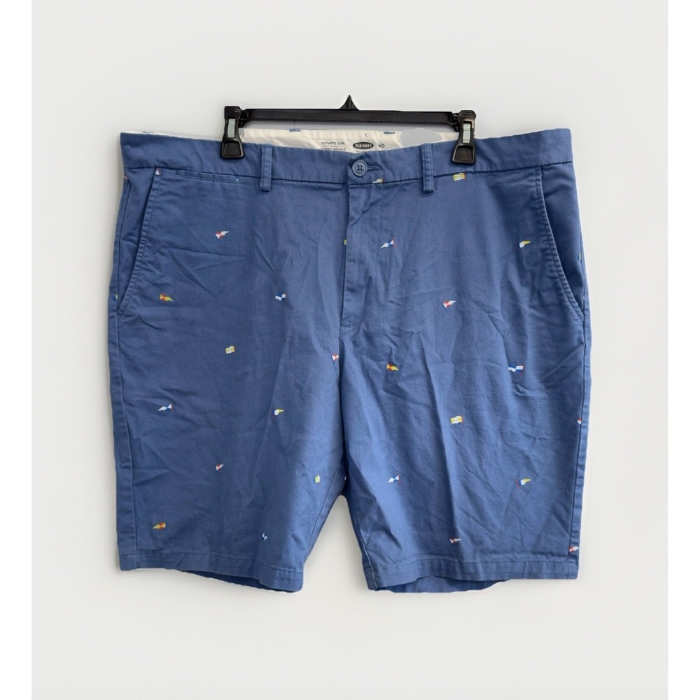 Old Navy Men's Size 40 Blue Flag Print Ultimate Slim Flex Chino Shorts 9.5"